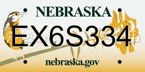 EX6S334 Nebraska License Plate
