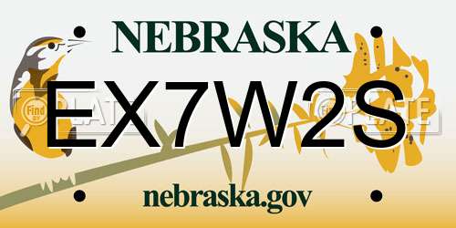 EX7W2S Nebraska License Plate