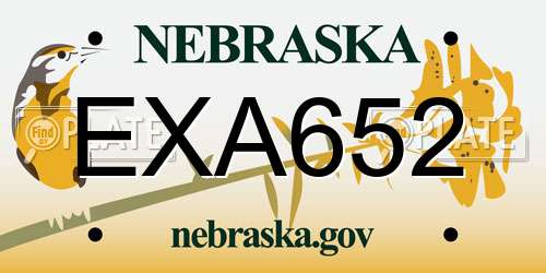 EXA652 Nebraska License Plate