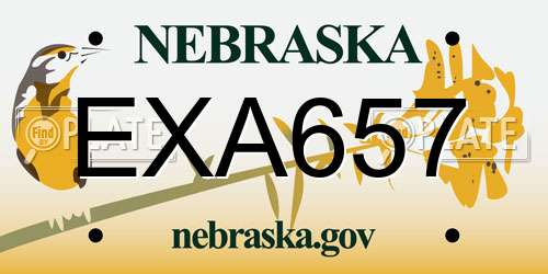 EXA657 Nebraska License Plate