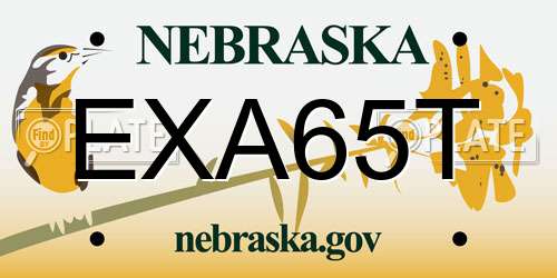 EXA65T Nebraska License Plate