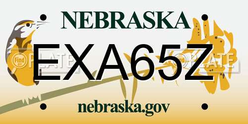 EXA65Z Nebraska License Plate