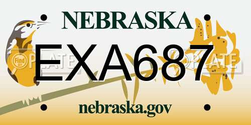 EXA687 Nebraska License Plate