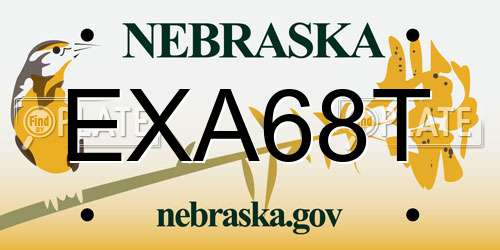 EXA68T Nebraska License Plate