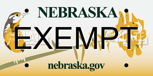EXEMPT Nebraska License Plate