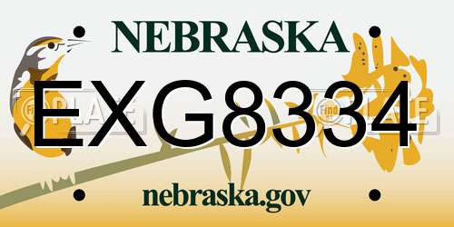 EXG8334 Nebraska License Plate