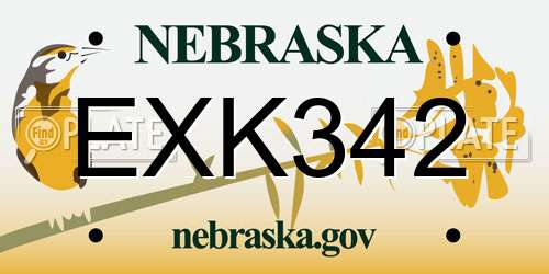 EXK342 Nebraska License Plate