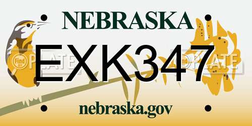 EXK347 Nebraska License Plate