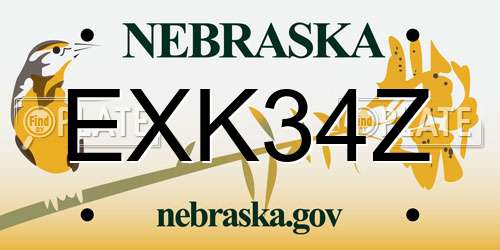 EXK34Z Nebraska License Plate