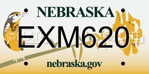 EXM620 Nebraska License Plate