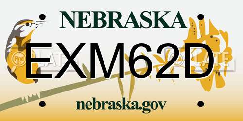 EXM62D Nebraska License Plate