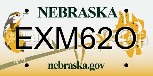 EXM62O Nebraska License Plate