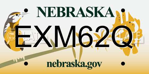 EXM62Q Nebraska License Plate