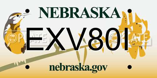 EXV80I Nebraska License Plate