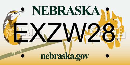 EXZW28 Nebraska License Plate