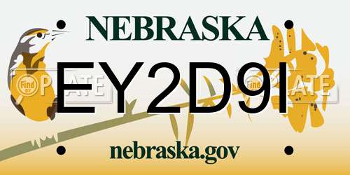 EY2D9I Nebraska License Plate
