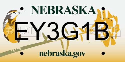 EY3G1B Nebraska License Plate