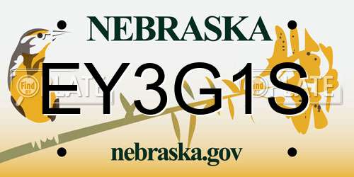 EY3G1S Nebraska License Plate