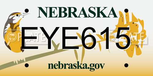 EYE615 Nebraska License Plate