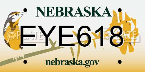 EYE618 Nebraska License Plate