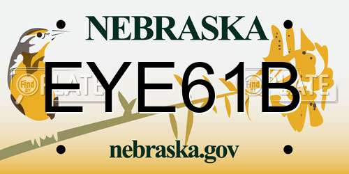 EYE61B Nebraska License Plate