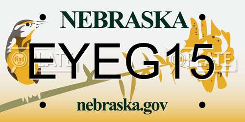 EYEG15 Nebraska License Plate