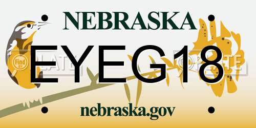 EYEG18 Nebraska License Plate