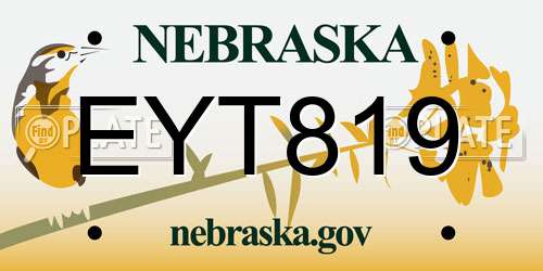 EYT819 Nebraska License Plate