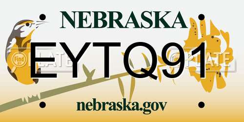 EYTQ91 Nebraska License Plate