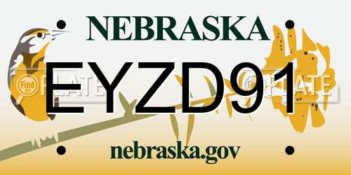 EYZD91 Nebraska License Plate