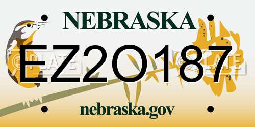EZ2O187 Nebraska License Plate