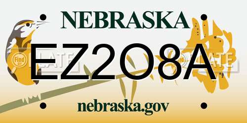 EZ2O8A Nebraska License Plate