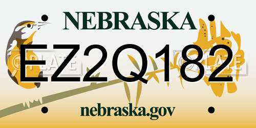 EZ2Q182 Nebraska License Plate