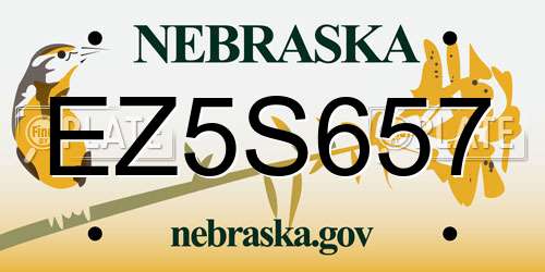 EZ5S657 Nebraska License Plate