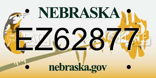 EZ62877 Nebraska License Plate
