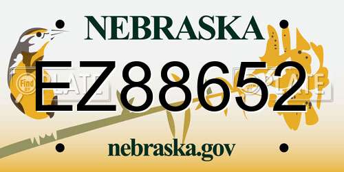 EZ88652 Nebraska License Plate