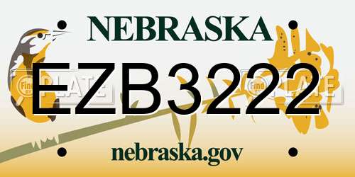 EZB3222 Nebraska License Plate