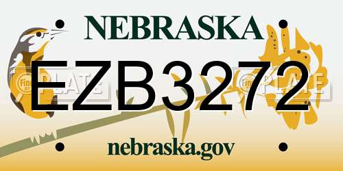 EZB3272 Nebraska License Plate