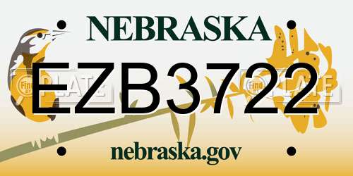 EZB3722 Nebraska License Plate