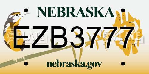 EZB3777 Nebraska License Plate