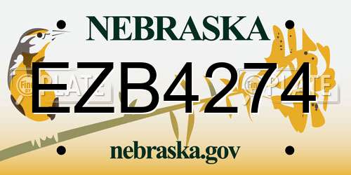 EZB4274 Nebraska License Plate