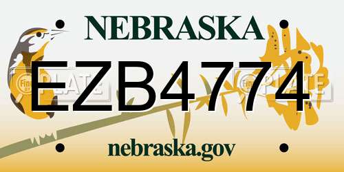EZB4774 Nebraska License Plate