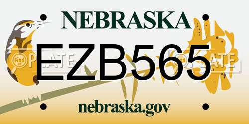 EZB565 Nebraska License Plate