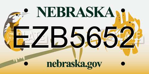 EZB5652 Nebraska License Plate