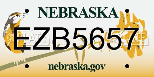 EZB5657 Nebraska License Plate