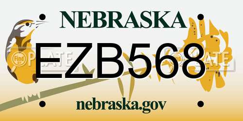 EZB568 Nebraska License Plate