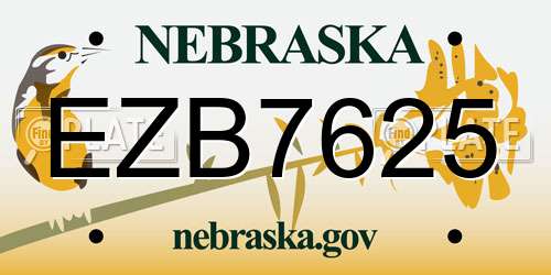 EZB7625 Nebraska License Plate