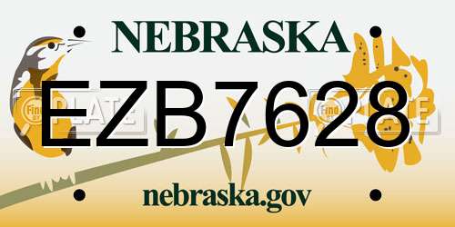 EZB7628 Nebraska License Plate
