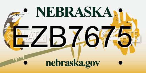 EZB7675 Nebraska License Plate