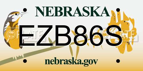 EZB86S Nebraska License Plate